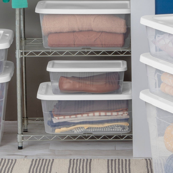 16qt Clear Storage Box with Lid White - Room Essentials
