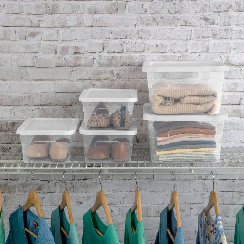 16qt Clear Storage Box with Lid White - Room Essentials