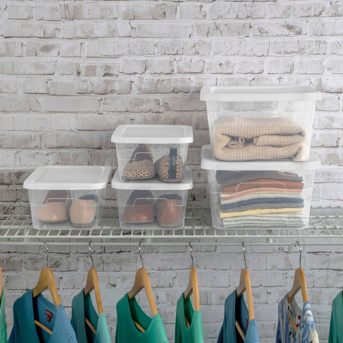 16qt Clear Storage Box with Lid White - Room Essentials