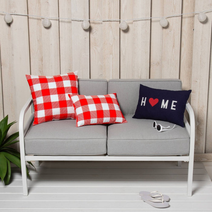 Indoor/Outdoor Gingham Square Throw Pillow Red/White - Sun Squad