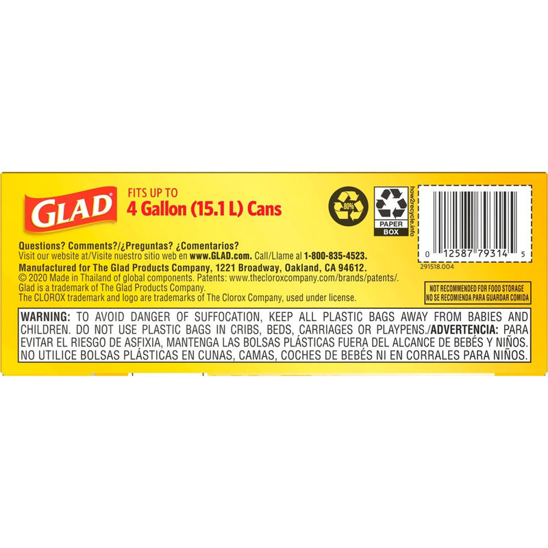 Glad Drawstring Small Trash Bags - Lemon Fresh Bleach - 4 Gallon - 34ct