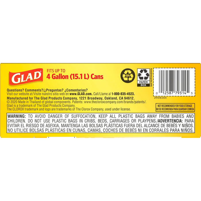 Glad Drawstring Small Trash Bags - Lemon Fresh Bleach - 4 Gallon - 34ct