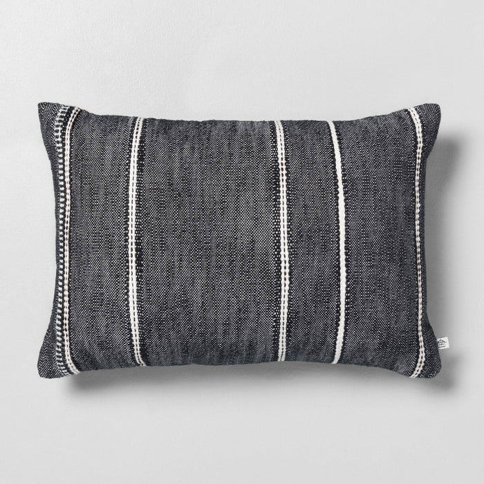 14" x 20" Stripe Pattern Throw Pillow Railroad Gray - Hearth & Hand with Magnolia