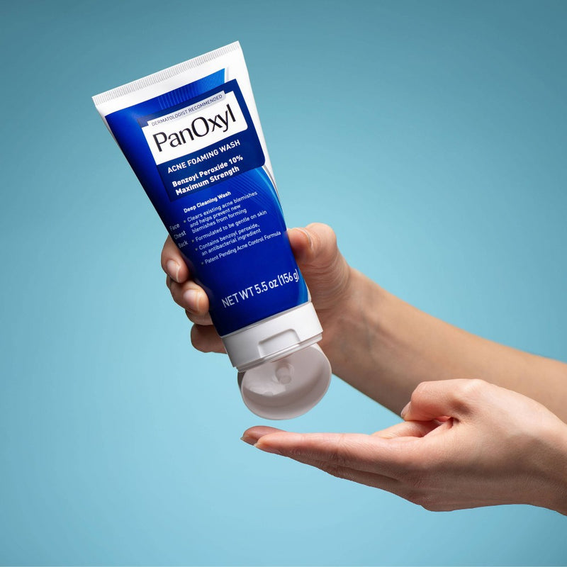 PanOxyl Maximum Strength Antimicrobial Acne Foaming Wash for Face, Chest and Back with 10% Benzoyl Peroxide - 5.5oz