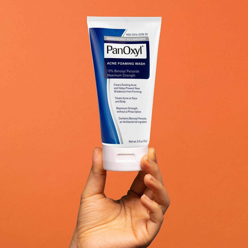 PanOxyl Maximum Strength Antimicrobial Acne Foaming Wash for Face, Chest and Back with 10% Benzoyl Peroxide - 5.5oz