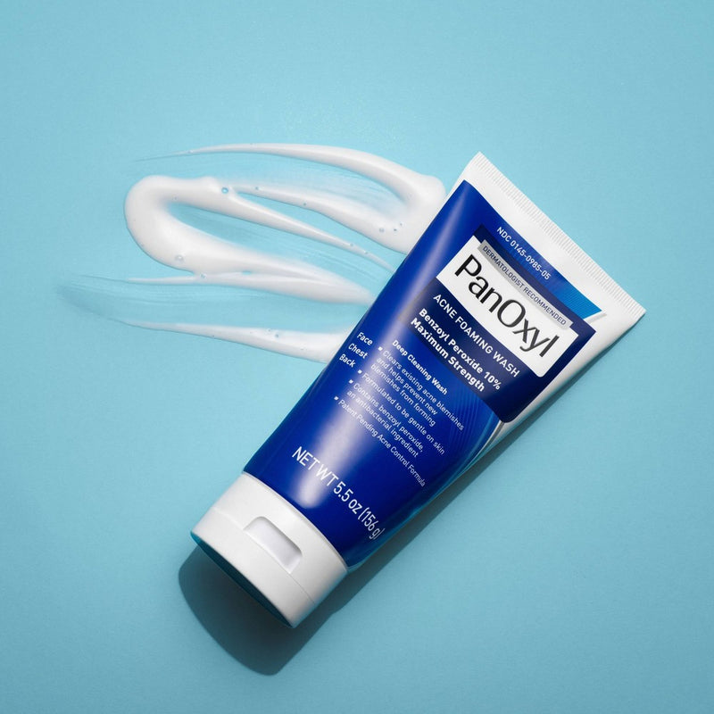 PanOxyl Maximum Strength Antimicrobial Acne Foaming Wash for Face, Chest and Back with 10% Benzoyl Peroxide - 5.5oz