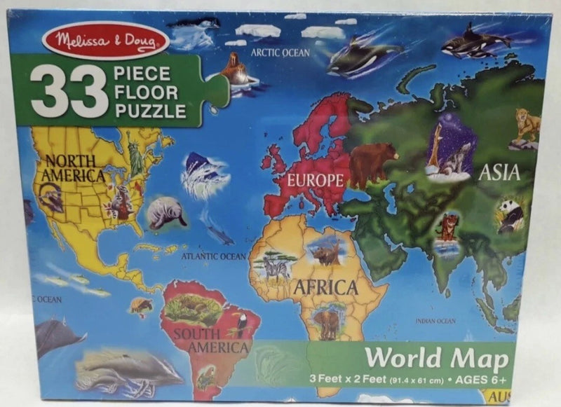 Melissa And Doug World Map Jumbo Floor Puzzle 33pc