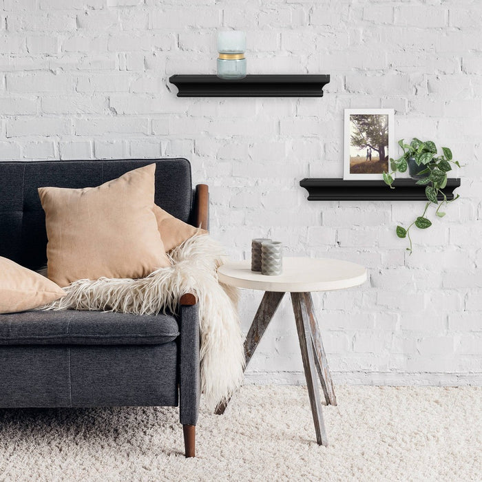2pc Traditional Wall Shelf Set Black - Threshold