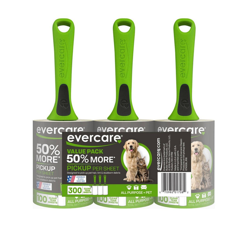 Evercare Pet Lint Roller 100 Sheet  - 3pk......................