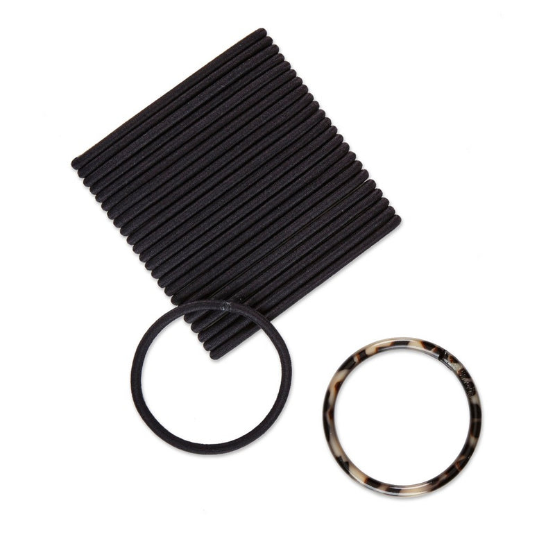 scunci Thick Hair Elastics with Bonus Ring Holder - Black - 24pc