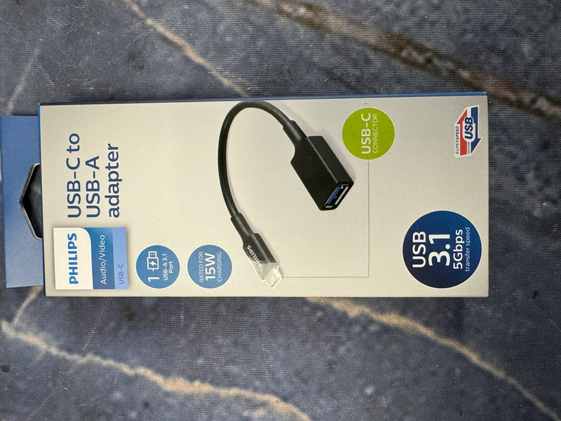 Philips 6" USB-C to USB 3.1 Female Adapter Black