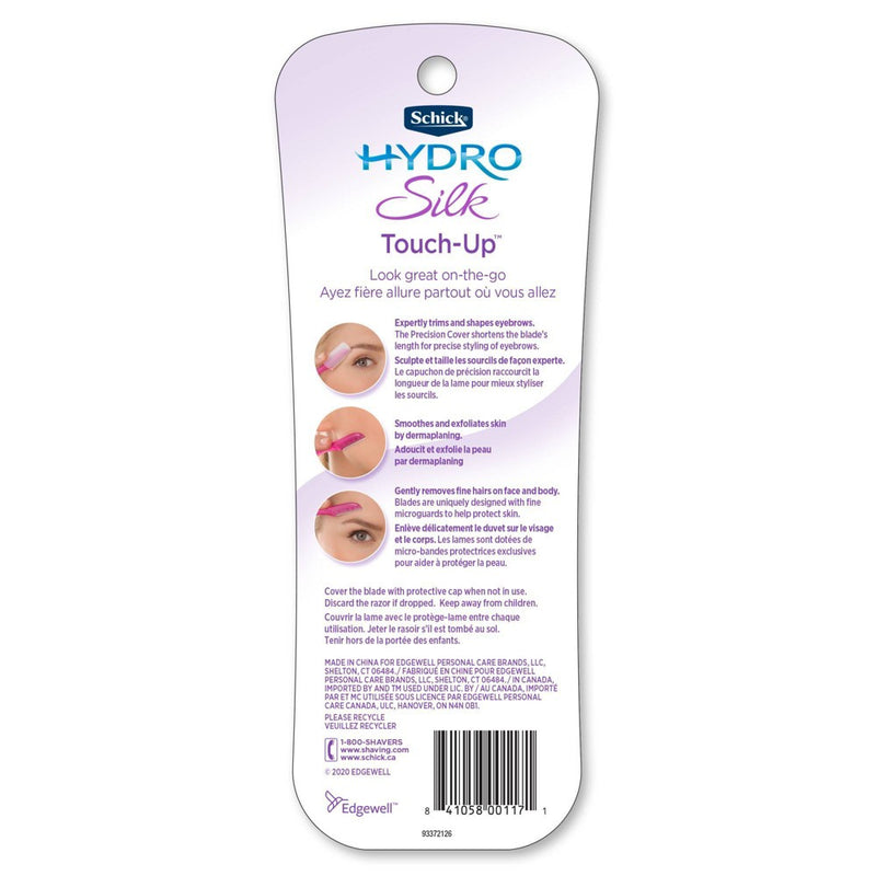 Schick Hydro Silk Touch-Up Multipurpose Exfoliating Facial Razor and Eyebrow Shaper - 3ct