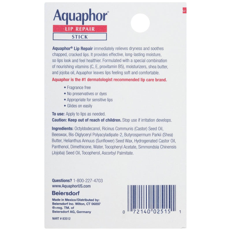 Aquaphor Lip Repair Stick for Dry Chapped Lips - 0.17oz
