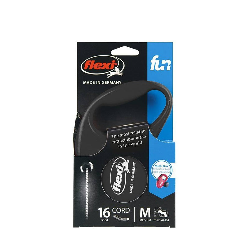 Flexi Fun Retractable 16ft Dog Leash - Black - M - 26 to 44lbs