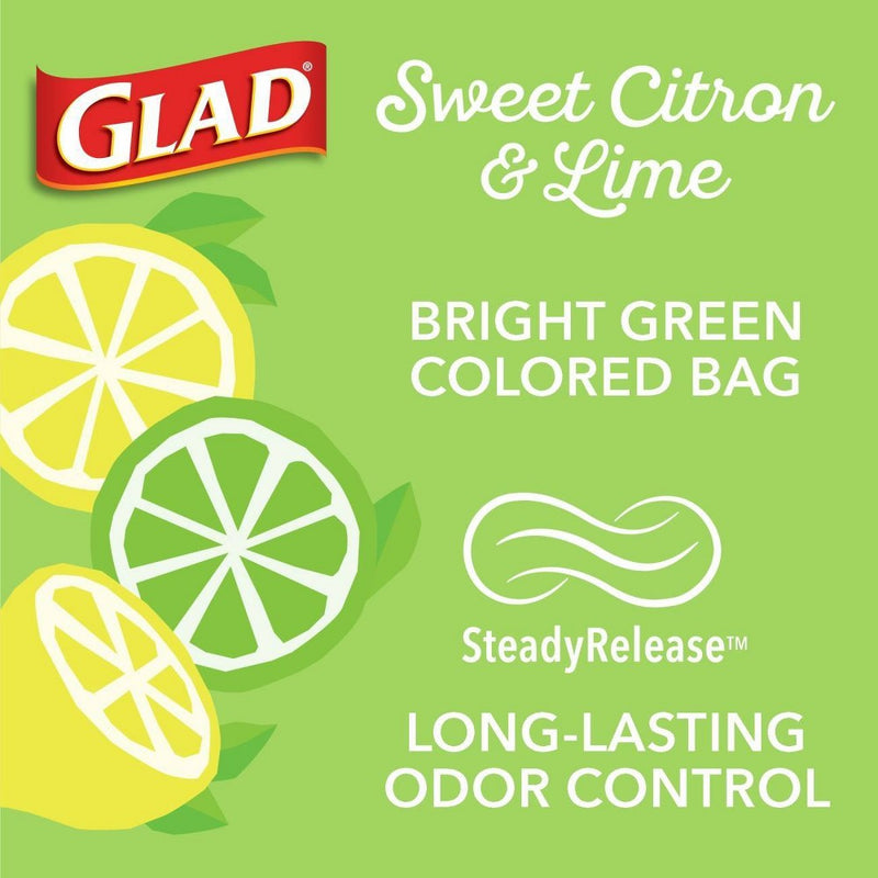 Glad ForceFlexPlus + Tall Kitchen Drawstring Trash Bags - Febreze Sweet Citron & Lime - 13 Gallon - 45ct