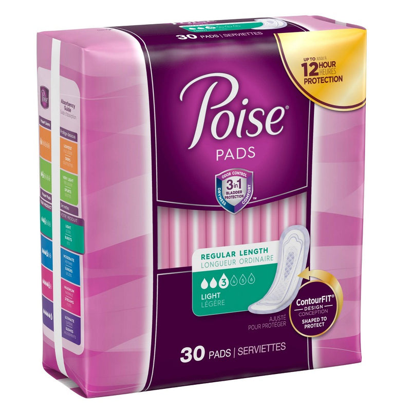 Poise Postpartum Incontinence Fragrance Free Pads - Light Absorbency - Regular - 30ct