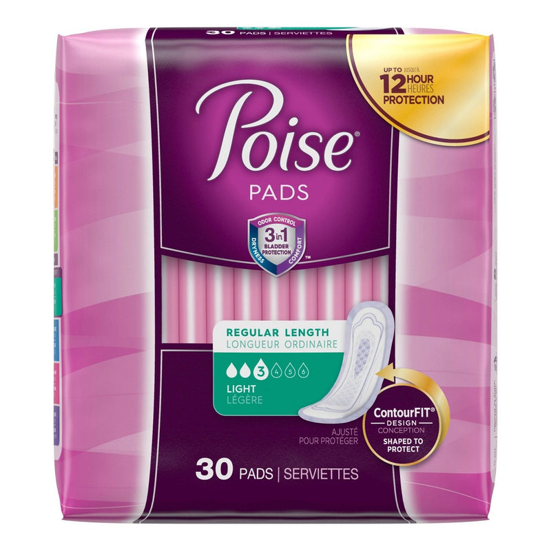 Poise Postpartum Incontinence Fragrance Free Pads - Light Absorbency - Regular - 30ct