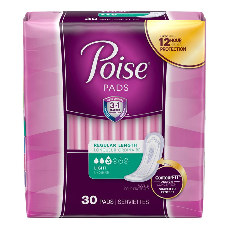 Poise Postpartum Incontinence Fragrance Free Pads - Light Absorbency - Regular - 30ct