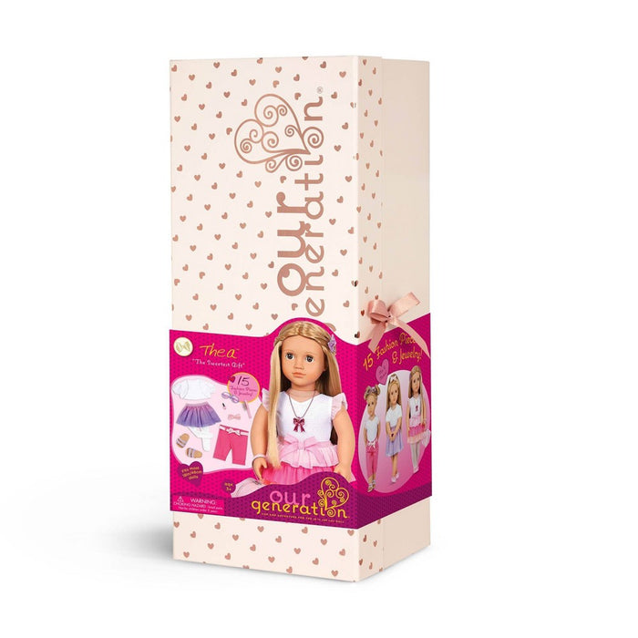 Our Generation Fashion Starter Kit in Gift Box Thea with Mix & Match Outfits & Accessories 18" Fashion Doll