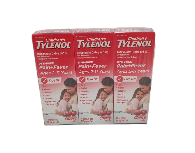 2 pack!!!! Children's Tylenol Dye-Free-Acetaminophen-Cherry-4 fl oz -EXP: 11/2026