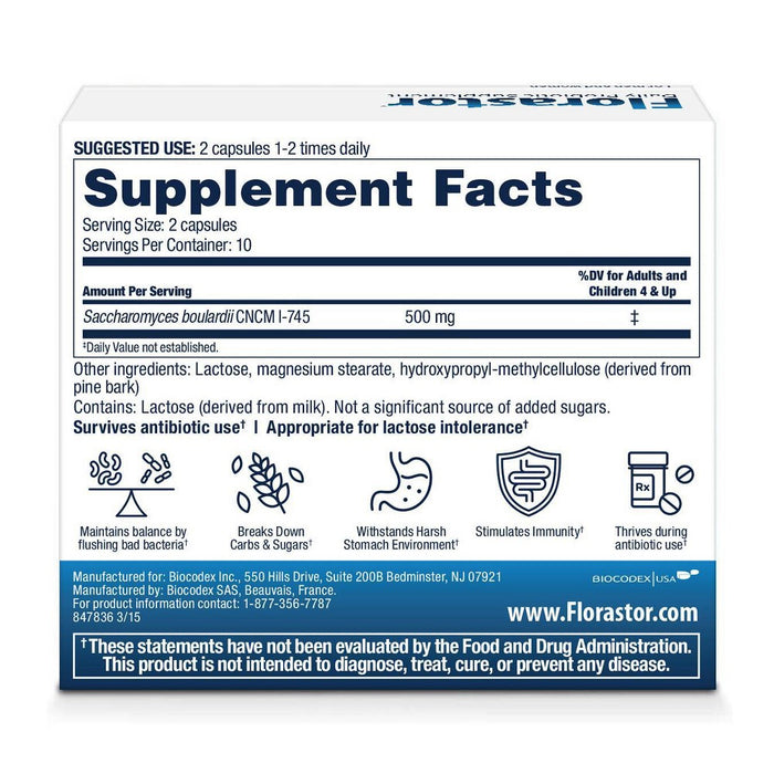 Florastor Probiotic Capsules - 20ct