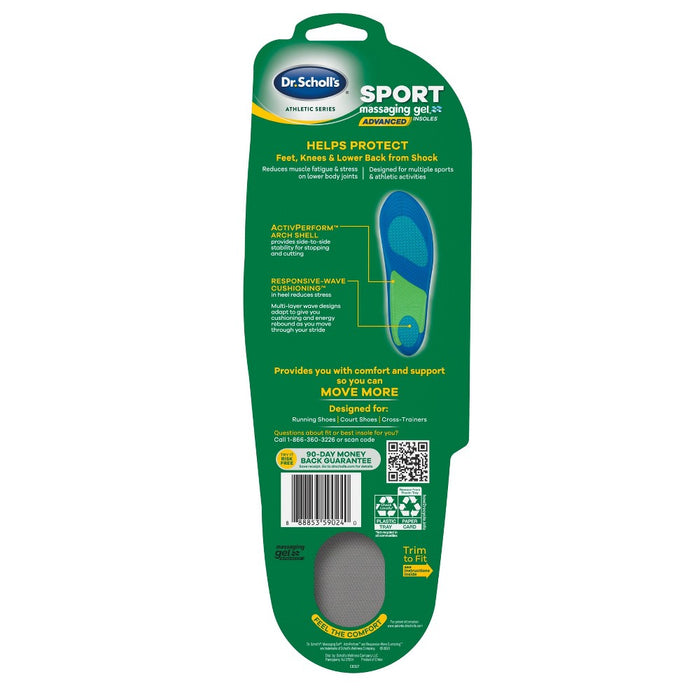 Dr. Scholl's Athletic Series Sport Massaging Gel Advanced Insoles for Men - 8-14