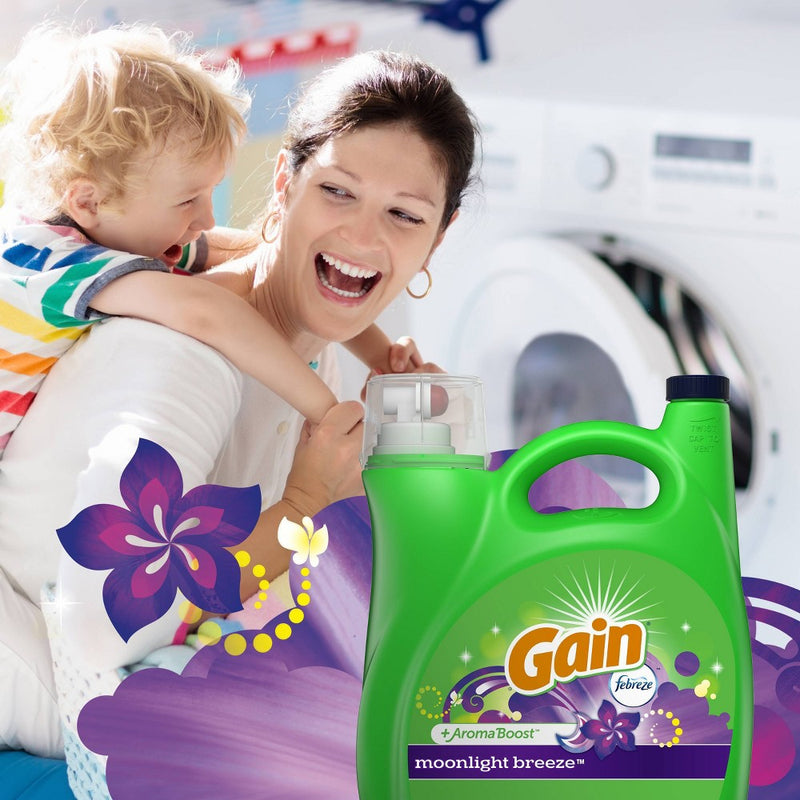 Gain + Aroma Boost Moonlight Breeze Scent HE Compatible Liquid Laundry Detergent - 154 fl oz