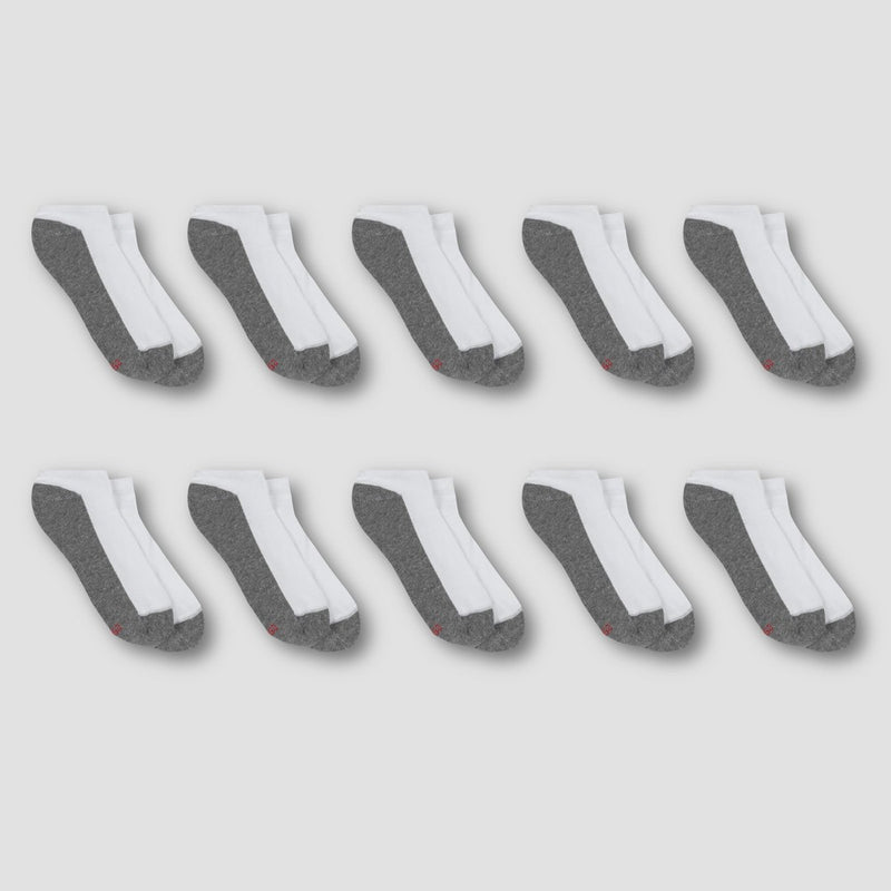 Men's Hanes Premium 10Pk White Low Cut Socks