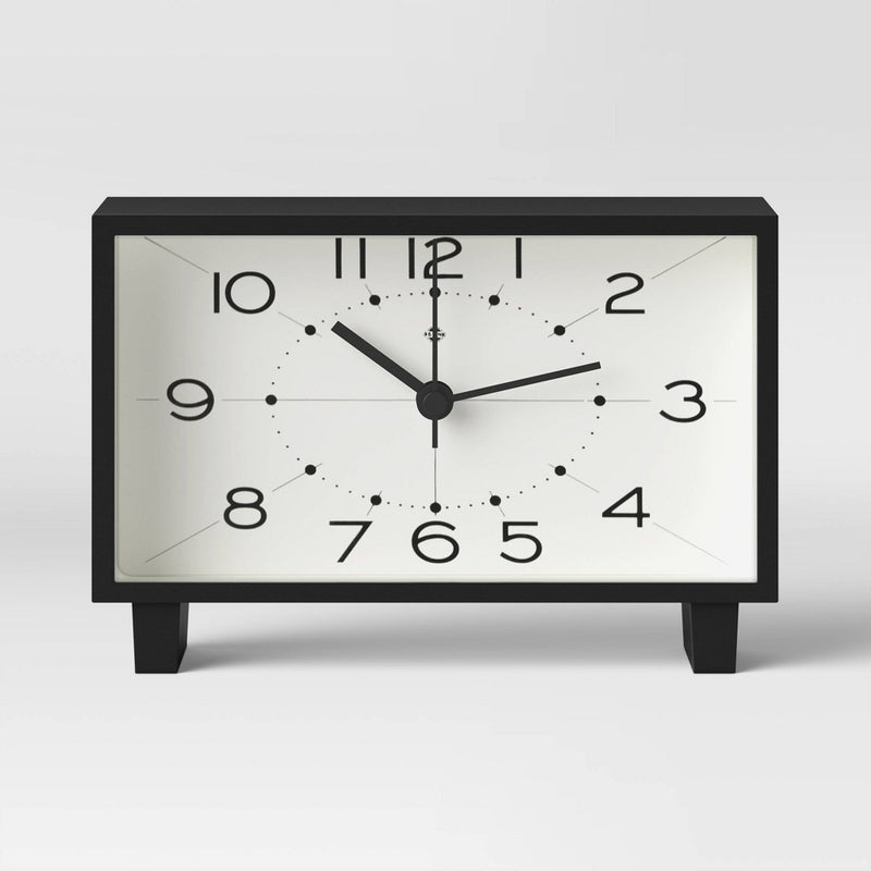 6" Rectangle Mantel Clock Black - Threshold