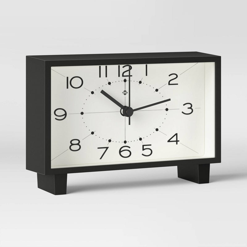 6" Rectangle Mantel Clock Black - Threshold