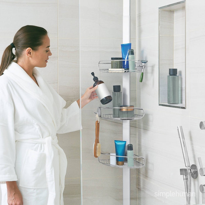 8' simplehuman Tension Shower Caddy Silver