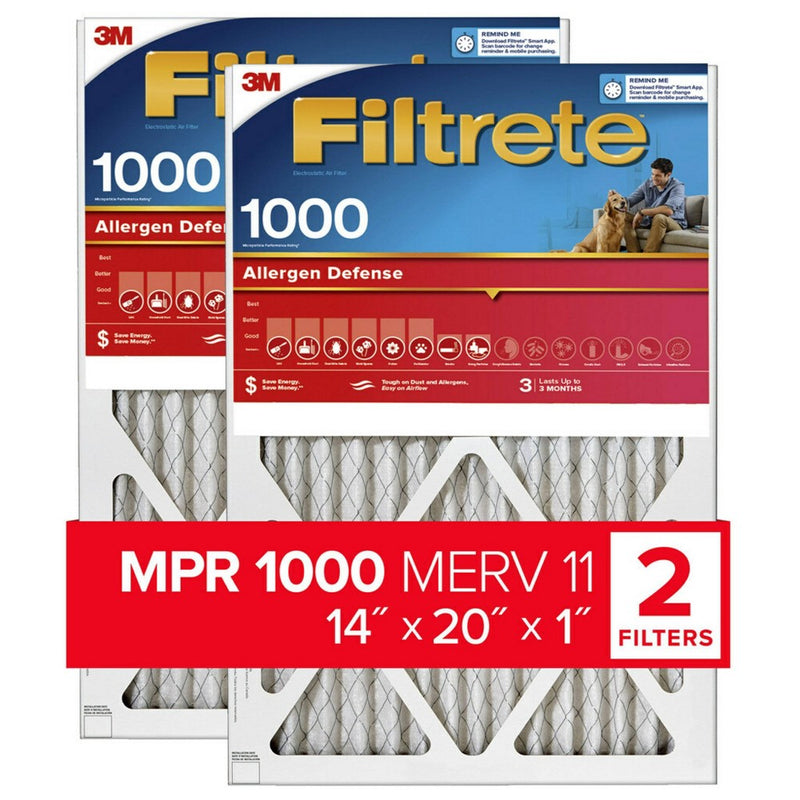 Filtrete 14x20x1 2pk Allergen Defense Air Filter 1000 MPR