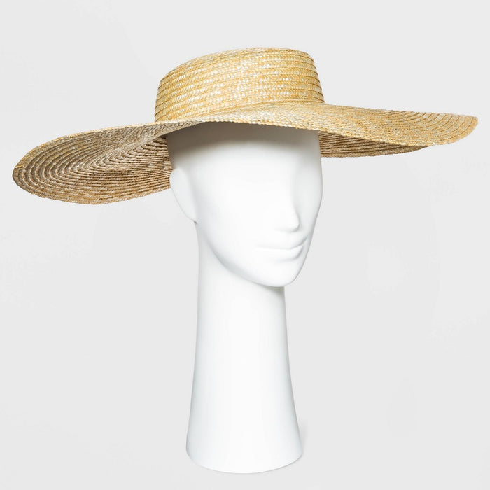 Women's Wide Brim Open Weave Straw Boater Hat - A New Day Natural..asstd styles