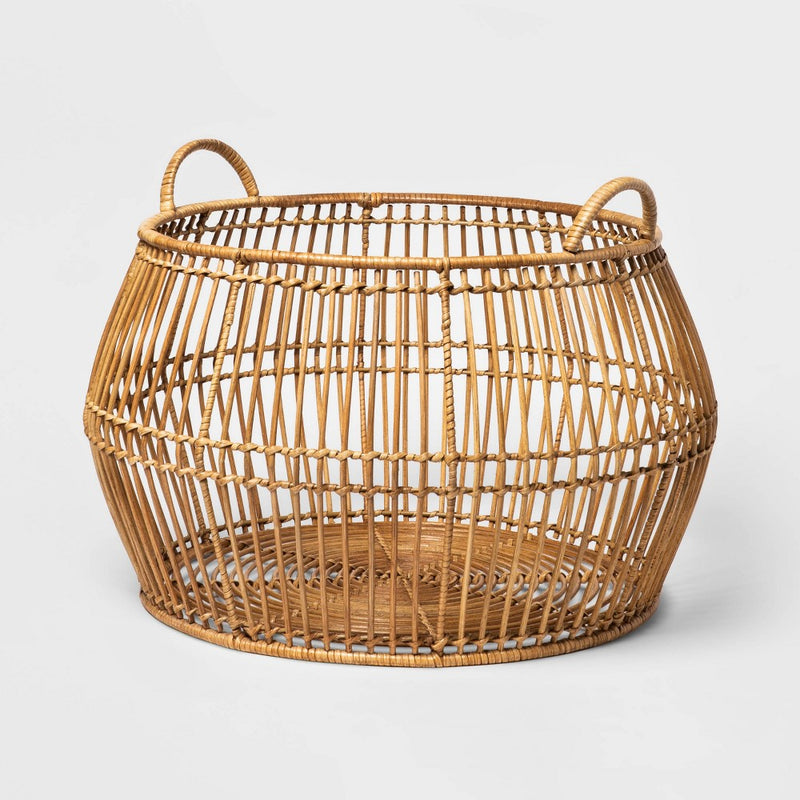 Round Modern Bulging Short Basket Light Stain - Threshold (LOCAL PICKUP ONLY)