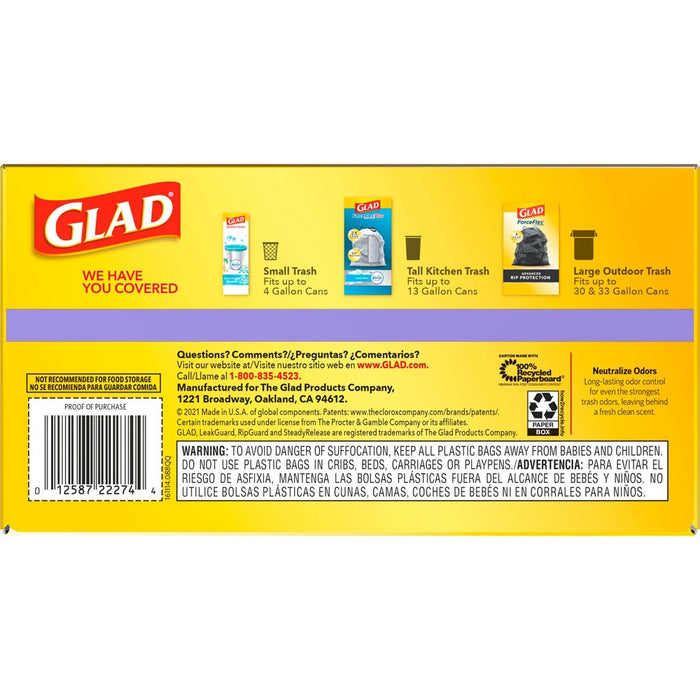 Glad ForceFlex Tall Kitchen Drawstring Trash Bags - Febreze Mediterranean Lavender - 13Gallon/100ct