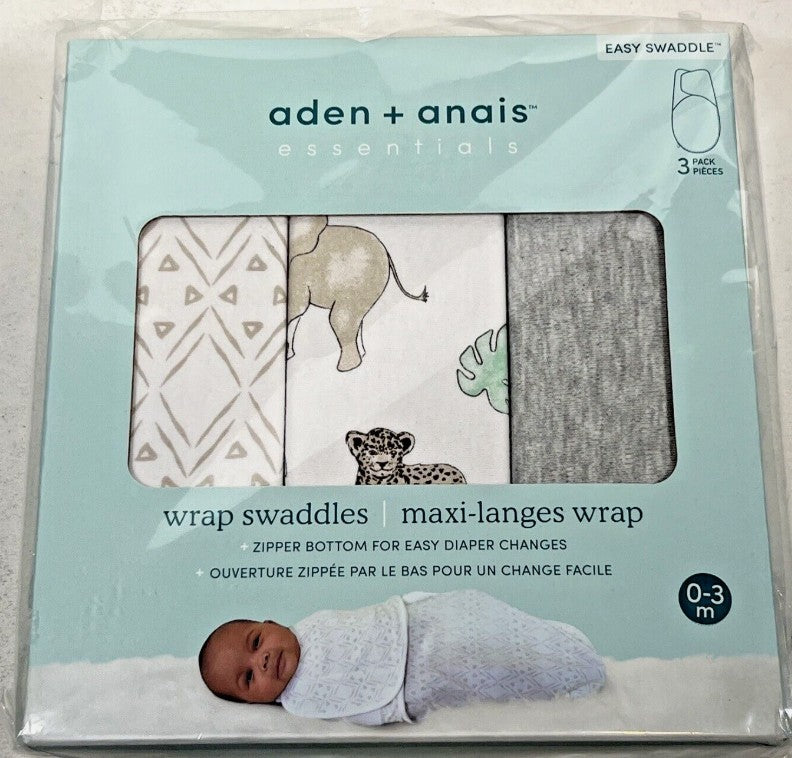Aden + Anais Essentials Swaddle Wrap Blanket Neutral toile - S/M 3pk