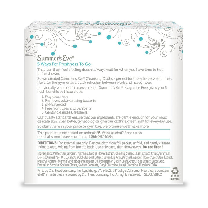 Summer's Eve Fragrance Free Wipes - 16ct