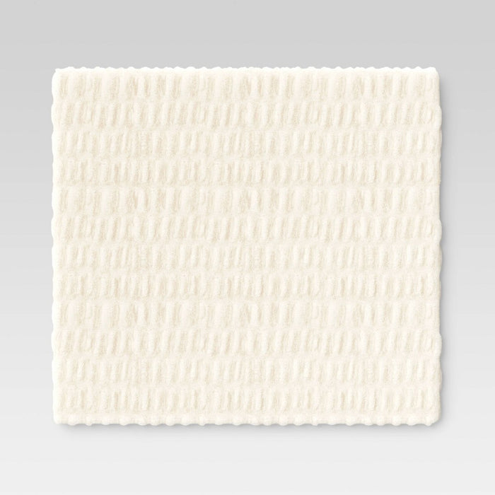 50"x60" Ruched Faux Rabbit Fur Throw Blanket Cream - Threshold