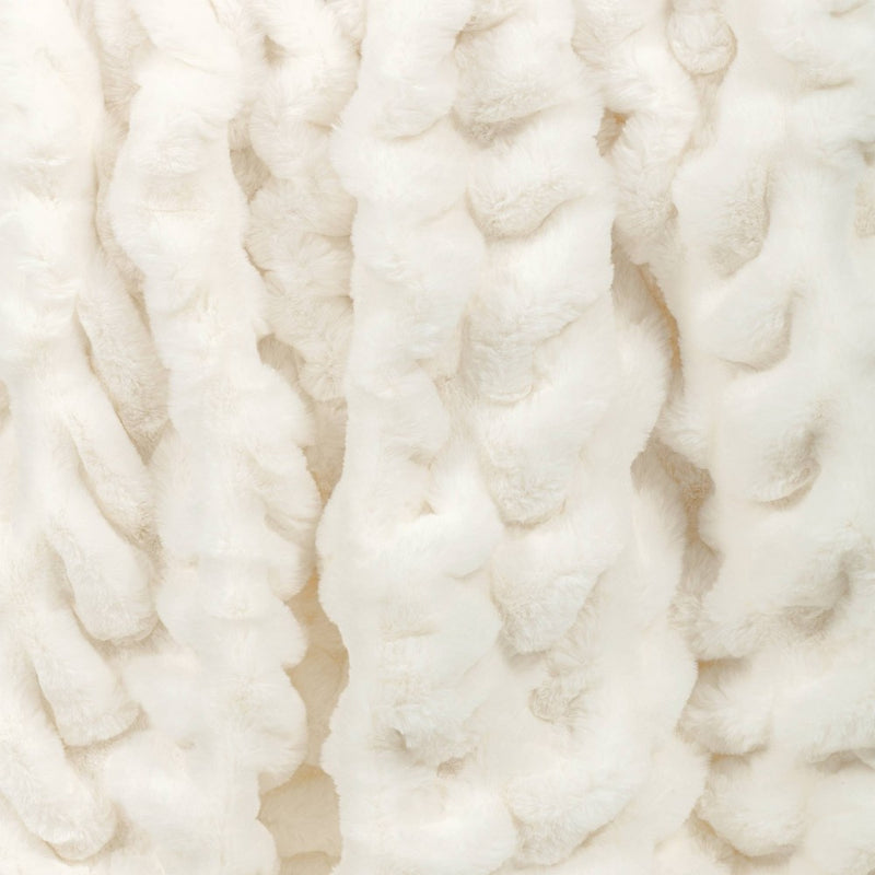 50"x60" Ruched Faux Rabbit Fur Throw Blanket Cream - Threshold