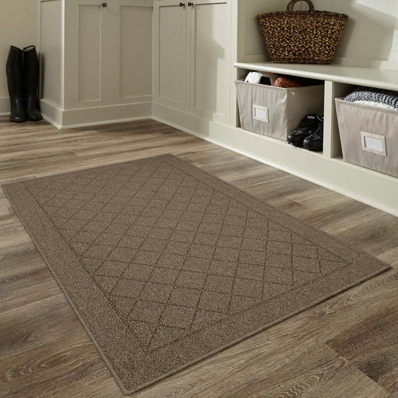 2'6"x3'10" Diamond Clarkson Washable Tufted And Hooked Accent Rug Tan - Threshold (LOCAL PICKUP ONLY)