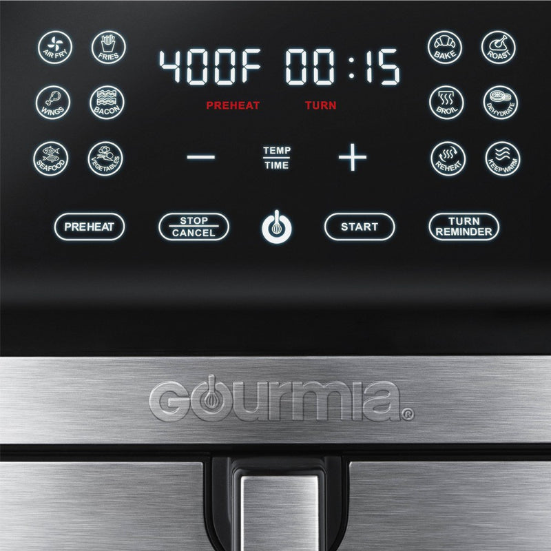Gourmia 8-Quart Digital Air Fryer, with 12 One-Touch Functions & Guided Cooking - Stainless Steel (LOCAL PICKUP ONLY)