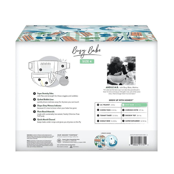 The Honest Company Disposable Diapers - Snow Much Fun & Sled Up - Size 4 - 60ct