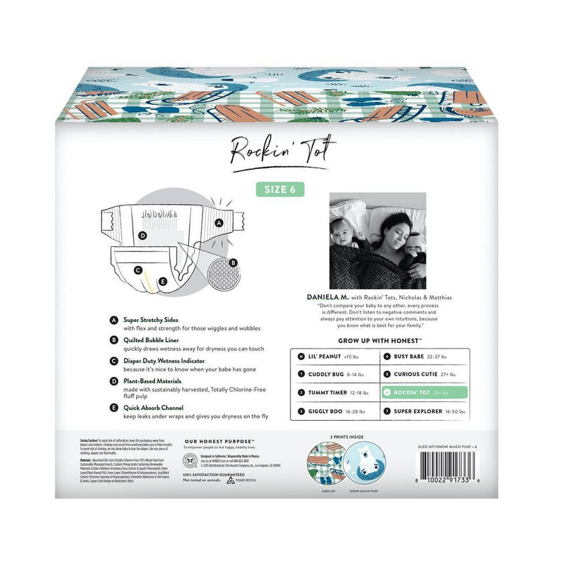 The Honest Company Disposable Diapers - Snow Much Fun & Sled Up - Size 6 - 44ct