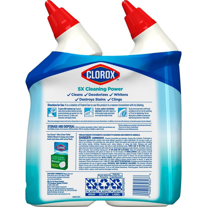 Clorox Toilet Bowl Cleaner Clinging Bleach Gel - Ocean Mist - 24oz/2pk