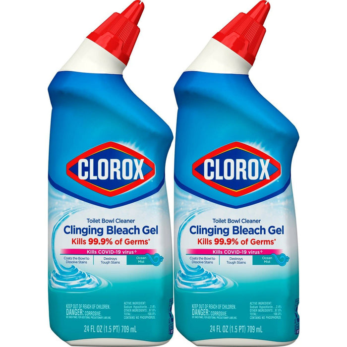 Clorox Toilet Bowl Cleaner Clinging Bleach Gel - Ocean Mist - 24oz/2pk