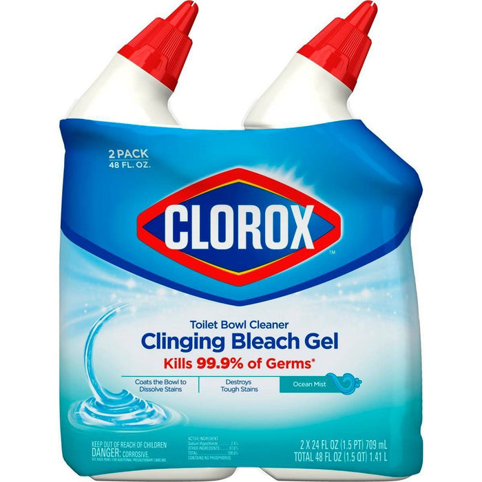 Clorox Toilet Bowl Cleaner Clinging Bleach Gel - Ocean Mist - 24oz/2pk