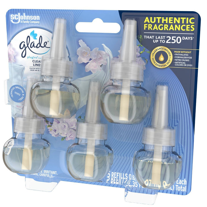 Glade PlugIns Scented Oil Air Freshener Clean Linen Refill - 3.35oz/5ct