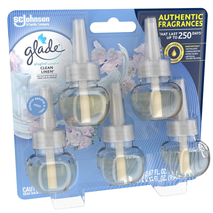 Glade PlugIns Scented Oil Air Freshener Clean Linen Refill - 3.35oz/5ct