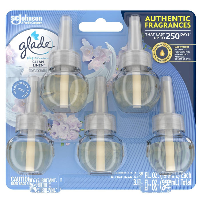 Glade PlugIns Scented Oil Air Freshener Clean Linen Refill - 3.35oz/5ct
