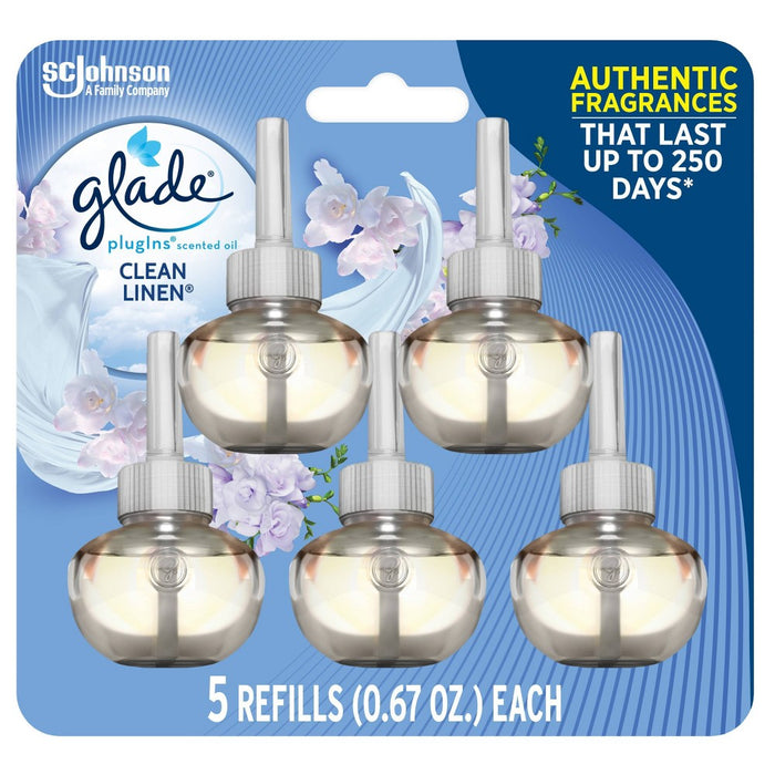 Glade PlugIns Scented Oil Air Freshener Clean Linen Refill - 3.35oz/5ct